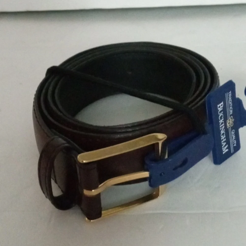Buckingham Belt  Split Cowhide on Bonded Leather sz 36 Brown NEW